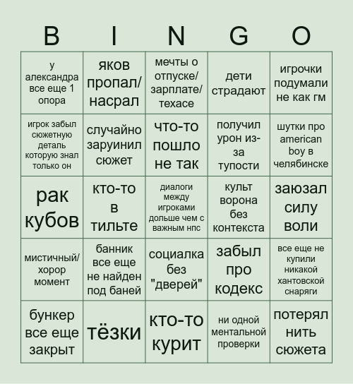 ТИПИКАЛ ПАРТИЯ ХАНТОВ Bingo Card