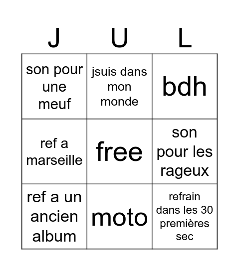 bingo jul Bingo Card