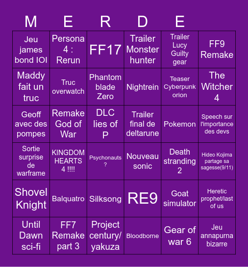 ça cope dur Bingo Card