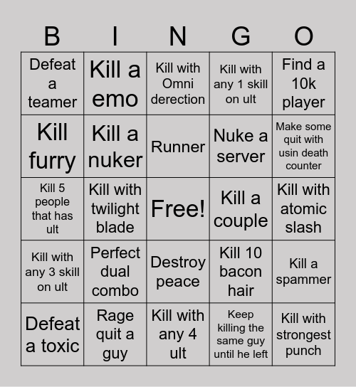 TSB mission list Bingo Card