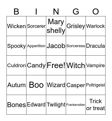 Halloween  Bingo Card