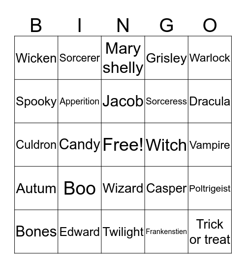 Halloween  Bingo Card