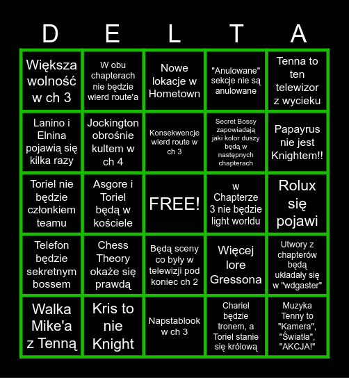 DELTARUNE CH 3&4 BINGO Card