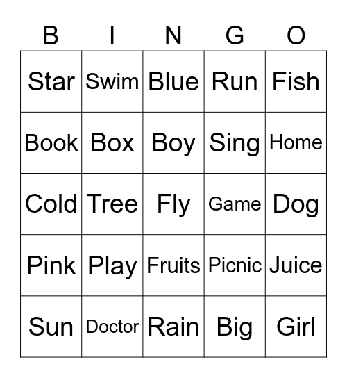SPELLING BEE Bingo Card
