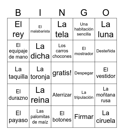 Español 2 Repaso para el EXAMEN FINAL Bingo Card