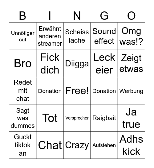 Kevin Bingo Card