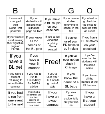 BL Bingo Card