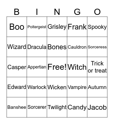 Halloween  Bingo Card