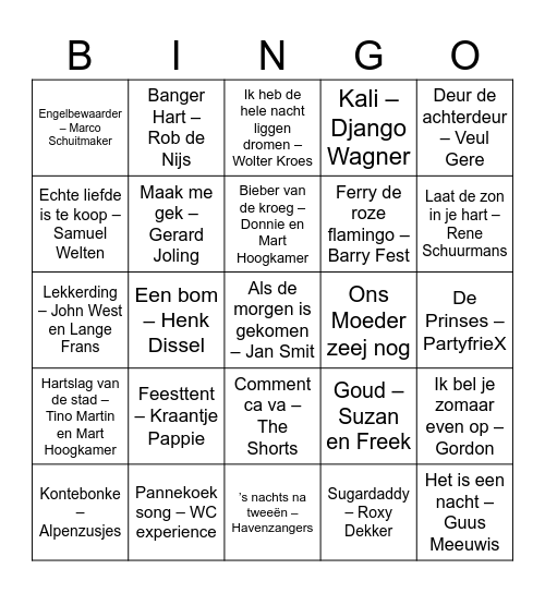 Muziekbingo Card