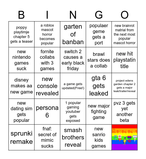 2025 SUMMER BINGO(game edition) Bingo Card