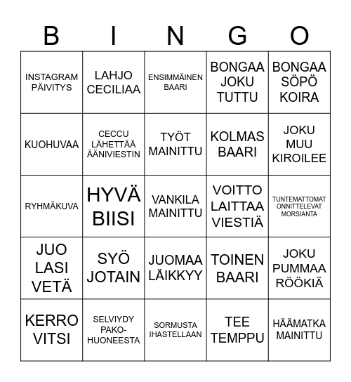 CECILIAN POLTTARI BINGO Card