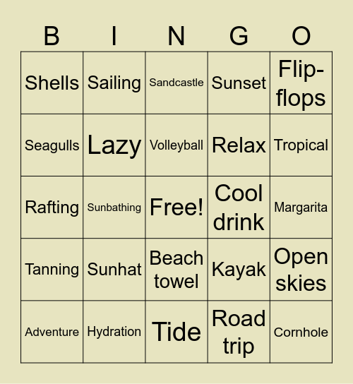 SUMMER Bingo Card