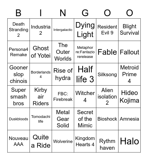 SGF/SOP Bingo Card
