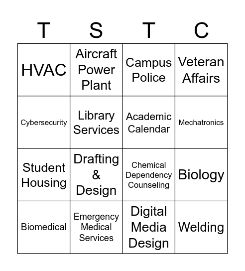 TSTC Loteria Bingo Card