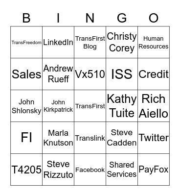 TransFirst Bingo Card