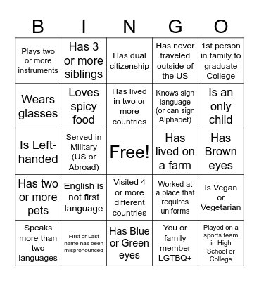 DEI BINGO Card