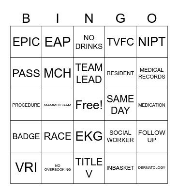 VPC BINGO Card
