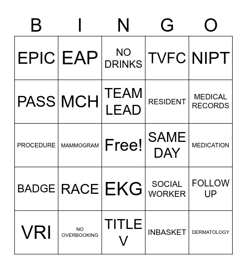VPC BINGO Card