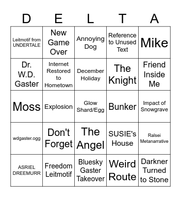 DELTARUNE Chapters 3&4 Bingo! Bingo Card