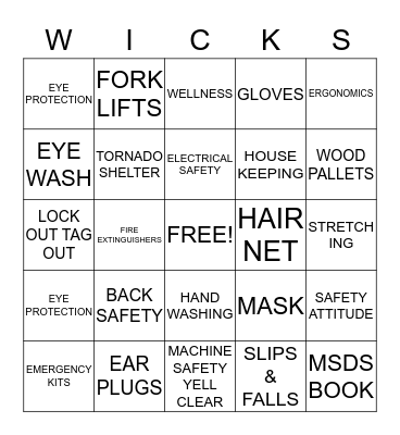 SAFETY BINGO Card