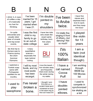 MechE Team BINGO Card