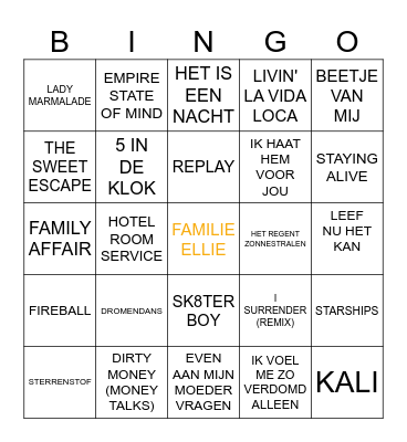 FAMILIE ELLIE DISCO Bingo Card
