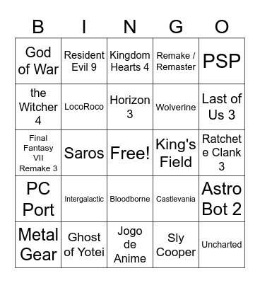 State of Play Bingo Card