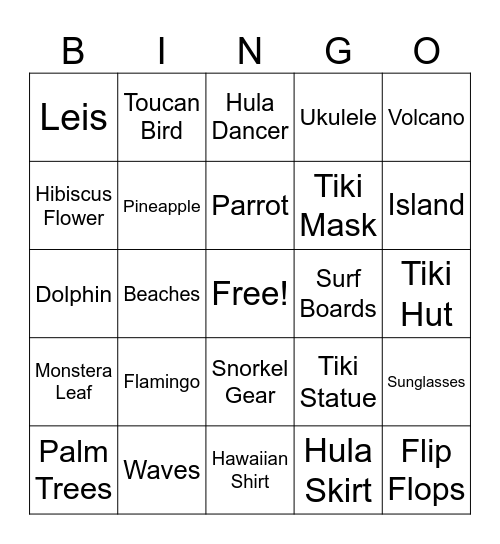 Hawaii Bingo Card