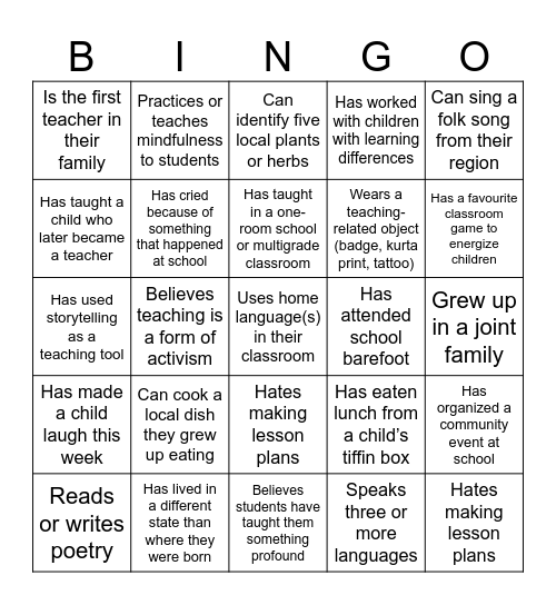 Circle U Bingo Card