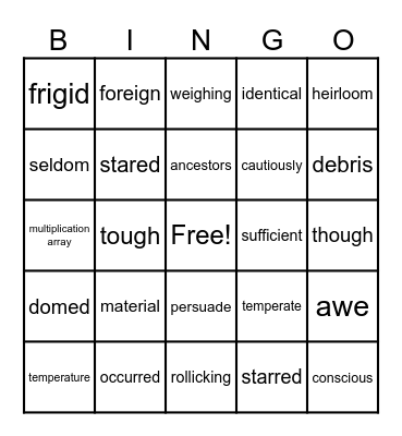 ORF Errors Bingo Card