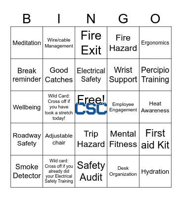 Remote Safety Bingo Card