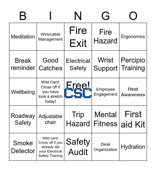 Remote Safety Bingo Card