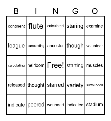 ORF Errors 4th Grade Bingo Card