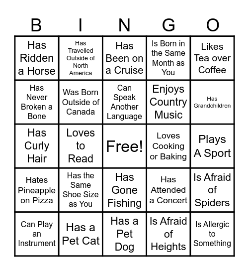 Find Someone Who: Bingo Card