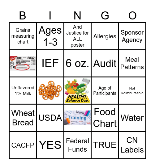 Wonderful World of CACFP Bingo Card
