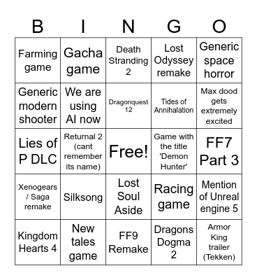 State of Play 04/06 Bingo Card