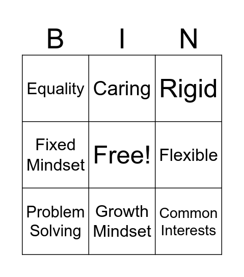 Flexible Thinker Bingo Card