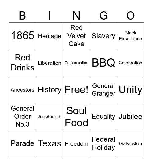 Juneteenth Bingo Card
