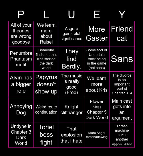 DELTARUNE CHAPTER 3-4 BINGO Card