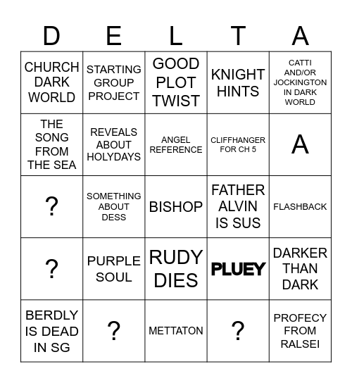 deltarune chapter 4 Bingo Card