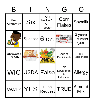 Wonderful World of CACFP Bingo Card