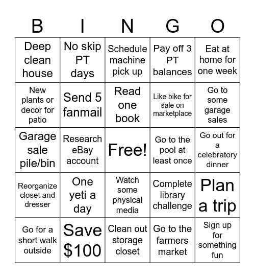 June Bingo Card