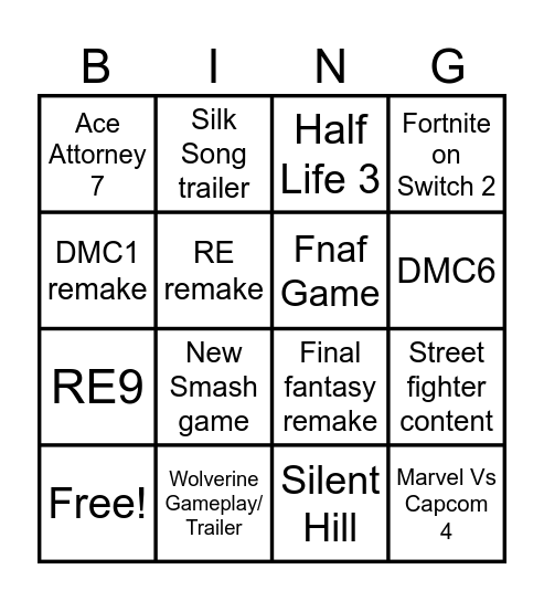 Summer Game Fest Bingo Card