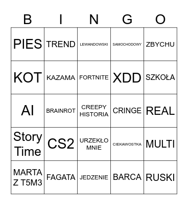 TIKTOK BINGO Card
