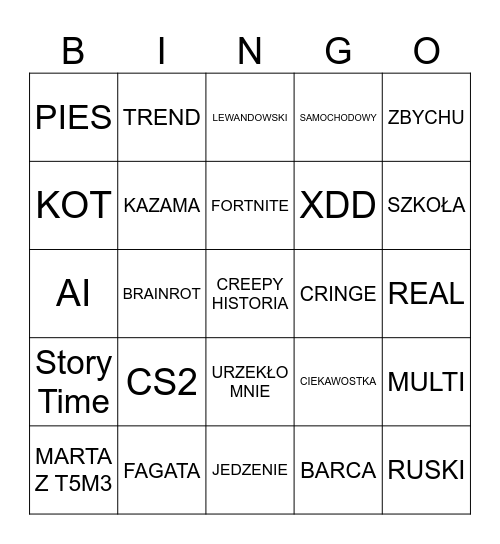 TIKTOK BINGO Card
