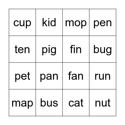 Phonics BINGO Card