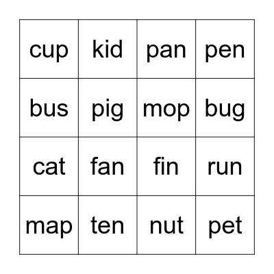 Phonics BINGO Card