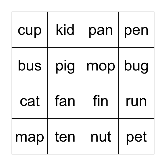Phonics BINGO Card