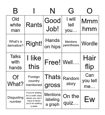 Ms. Briggs Bingo Sheet Bingo Card