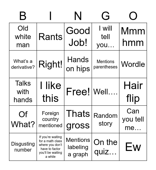 Ms. Briggs Bingo Sheet Bingo Card